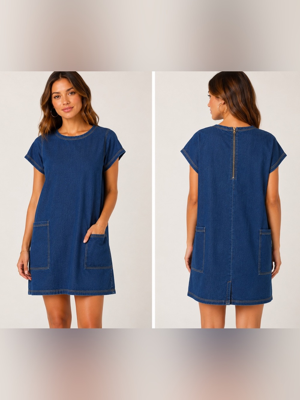 Hannah Indigo Blue Denim Shift Dress
